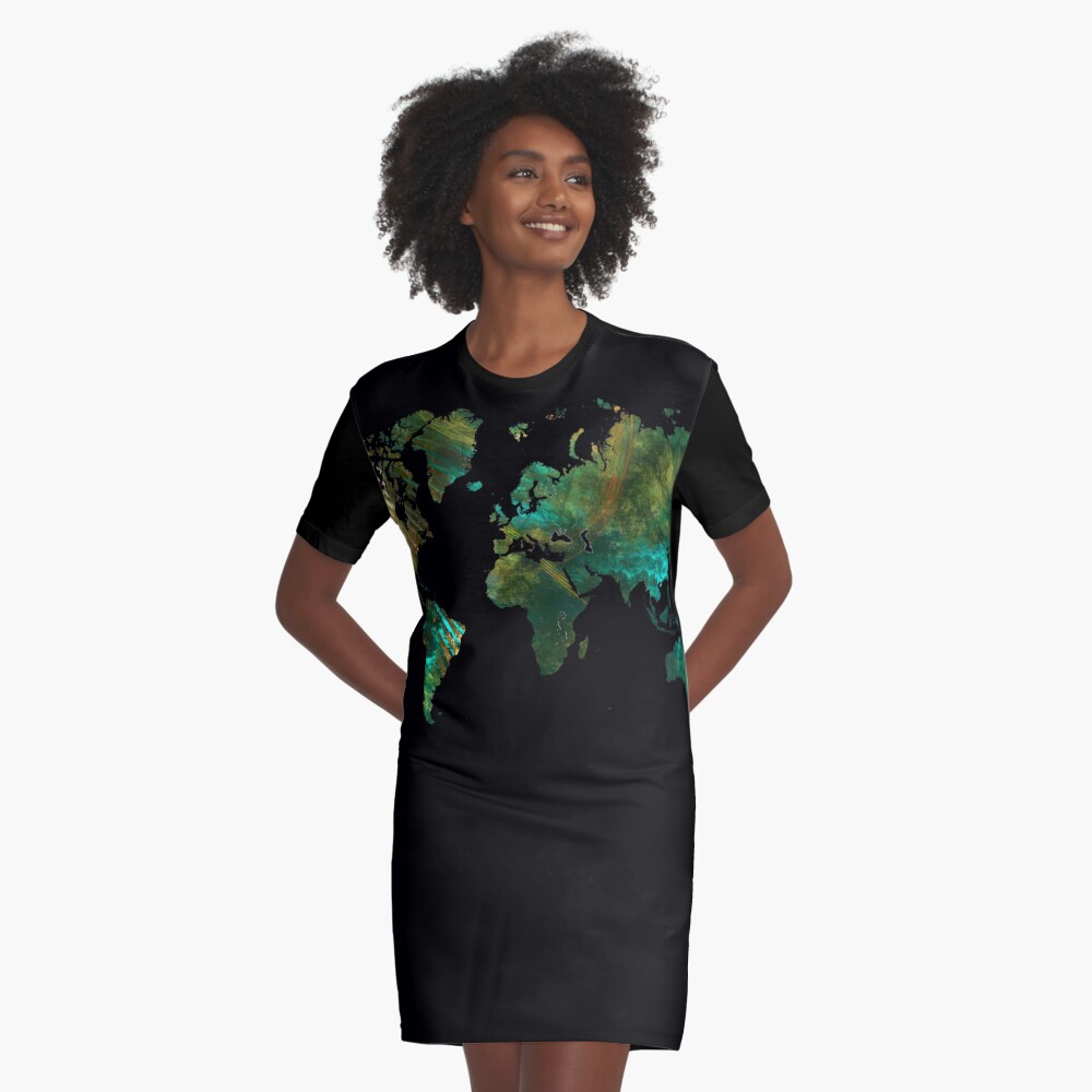 world map #worldmap #map Graphic T-Shirt Dress