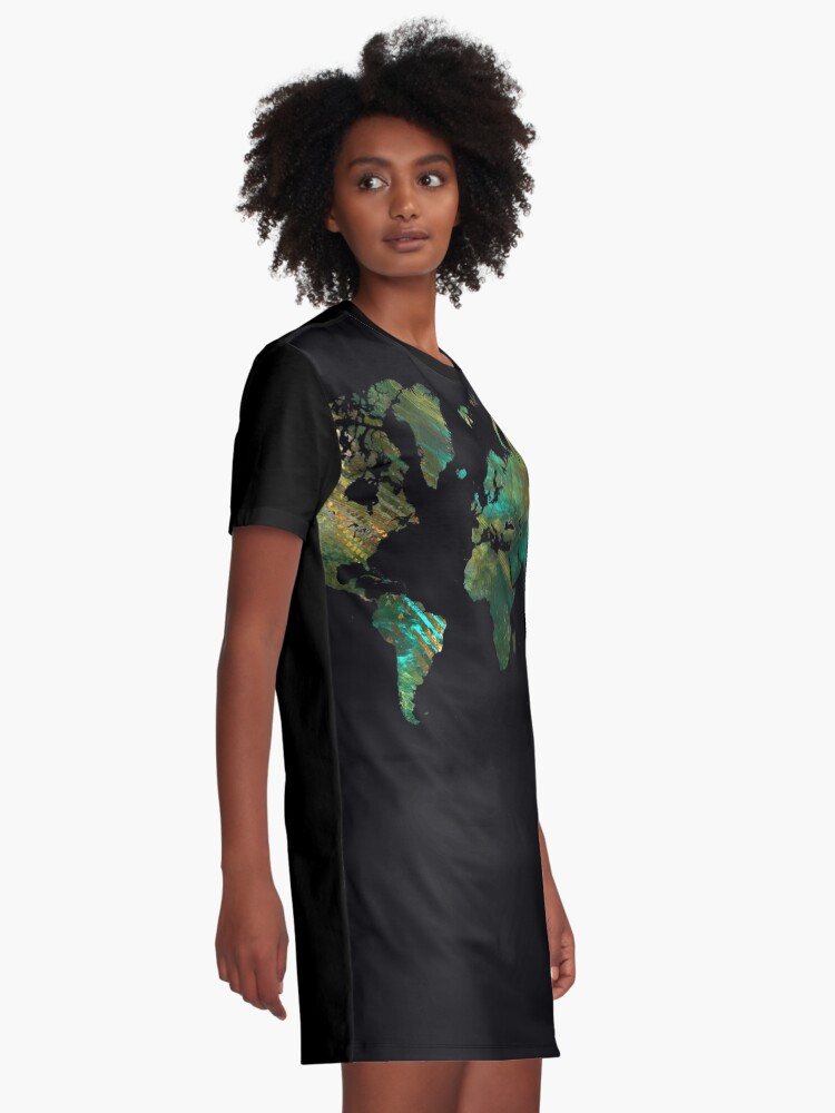 Alternate view of world map #worldmap #map Graphic T-Shirt Dress