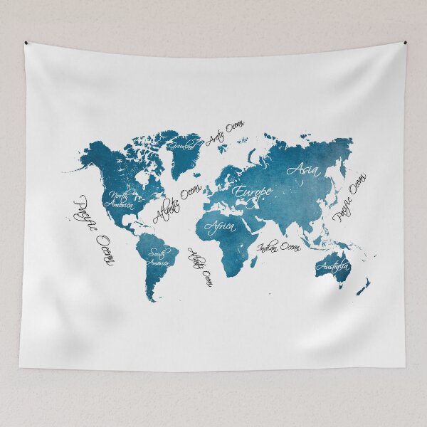Item preview, World Map blue designed and sold by JBJart.