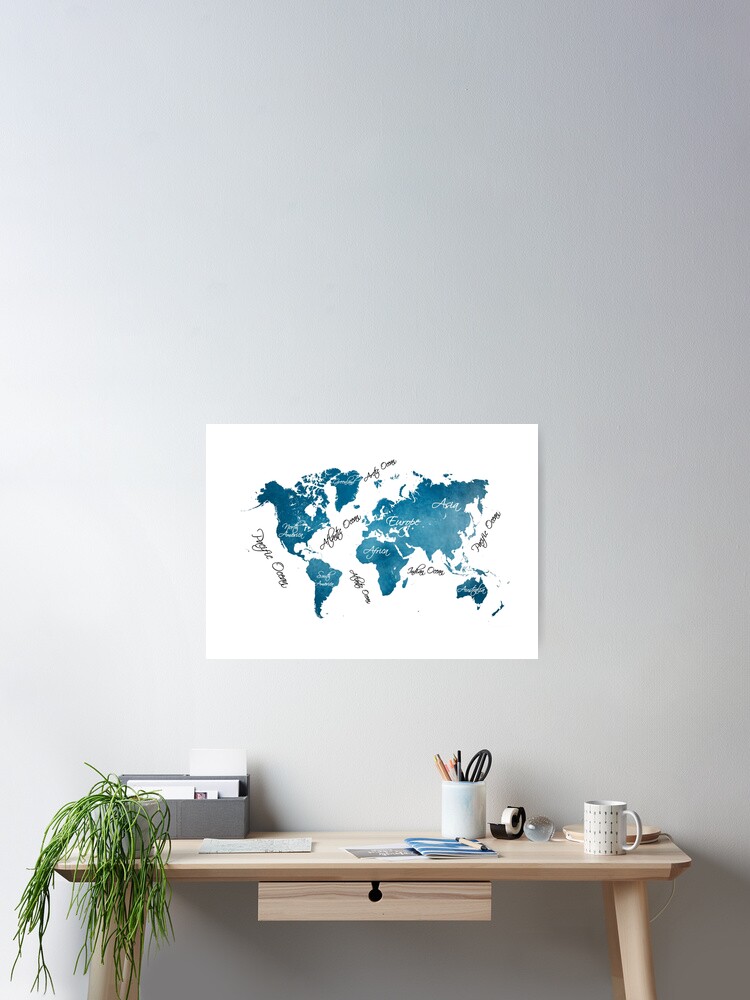 World Map blue