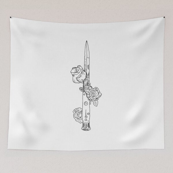 Item preview, Switch Blade And Roses | Digital Linework Illustration designed and sold by LeadBlackLines.