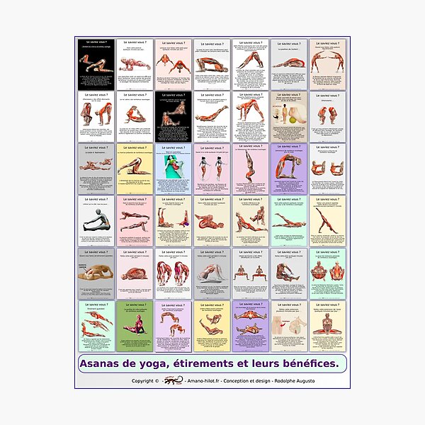 Planche "Global Asanas" 42 postures et étirements Impression photo
