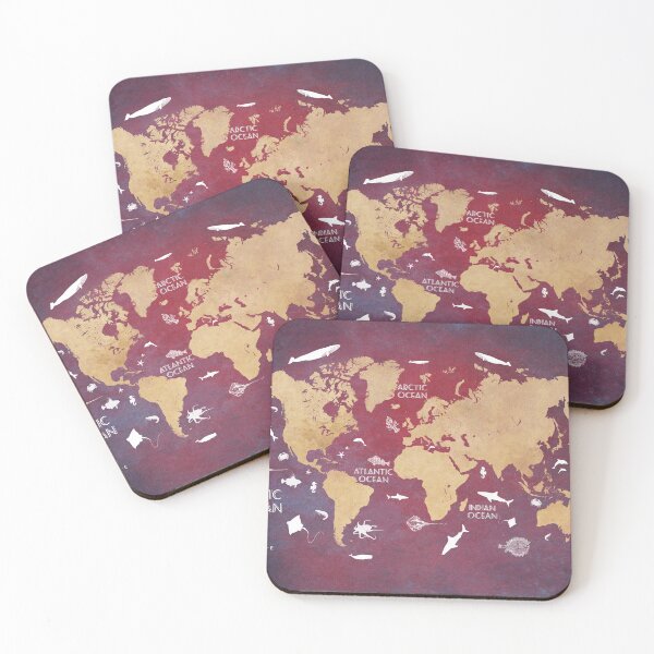 Item preview, Oceans Life World Map red designed and sold by JBJart.