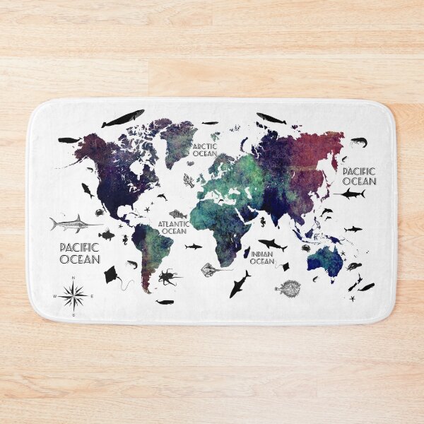 Item preview, World Map Oceans #map #worldmap designed and sold by JBJart.