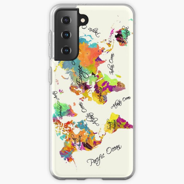 world map text color Samsung Galaxy Soft Case