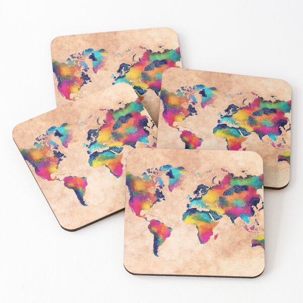 Item preview, world map watercolor 5 designed and sold by JBJart.