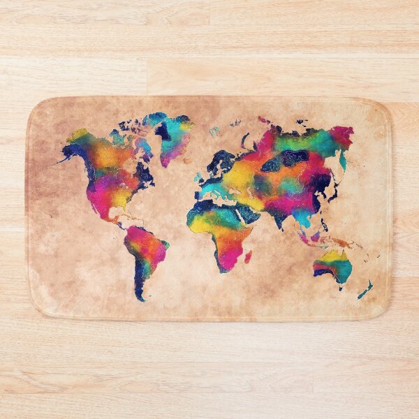 Item preview, world map watercolor 5 designed and sold by JBJart.