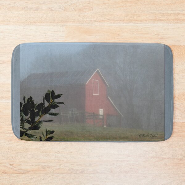 Item preview, "RED BARN THROUGH THE MIST," Photo, for prints and products designed and sold by Bob Hall©.