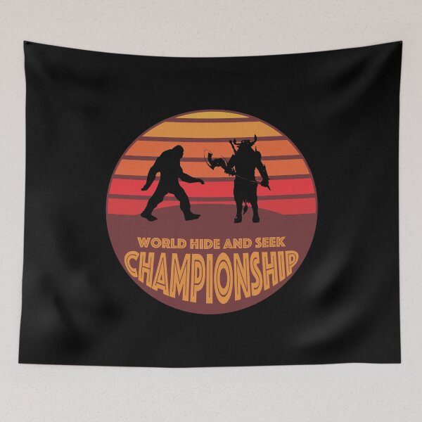Item preview, Bigfoot vs Minotaur World Hide and Seek Championship designed and sold by NoveltyMerch.