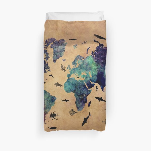 Map of the world atlas Duvet Cover