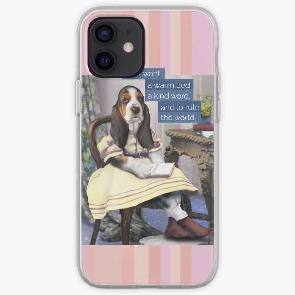 “All I want is to rule the world.” Basset Hound puppy dressed in vintage clothes. iPhone Soft Case
