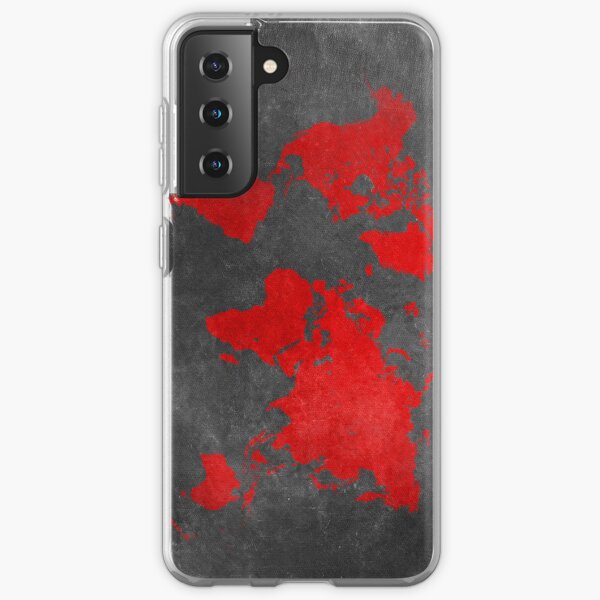 World map black and red Samsung Galaxy Soft Case