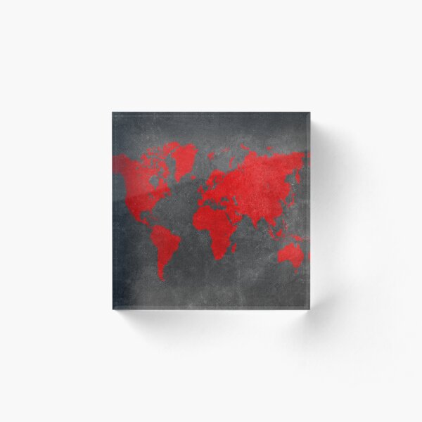 World map black and red Acrylic Block