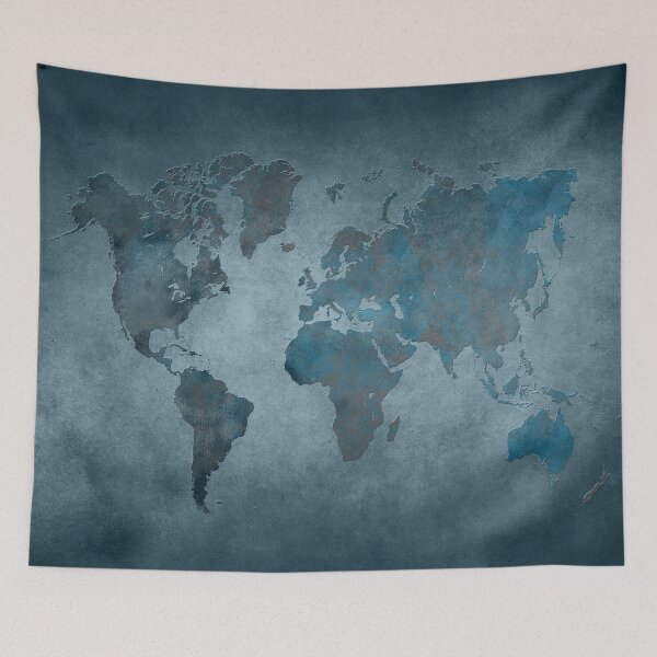 Item preview, World map blue designed and sold by JBJart.