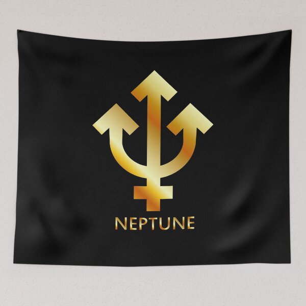 Item preview, Zodiac and astrology symbol of the planet Neptune in gold colors- astronomical icon designed and sold by Shawlin Islam.