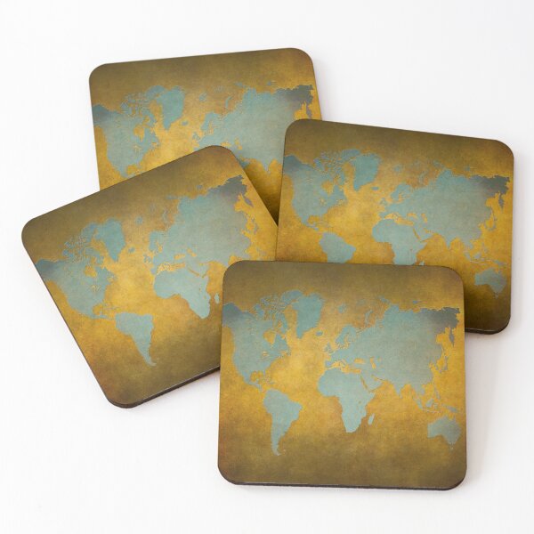 Item preview, World map gold green designed and sold by JBJart.