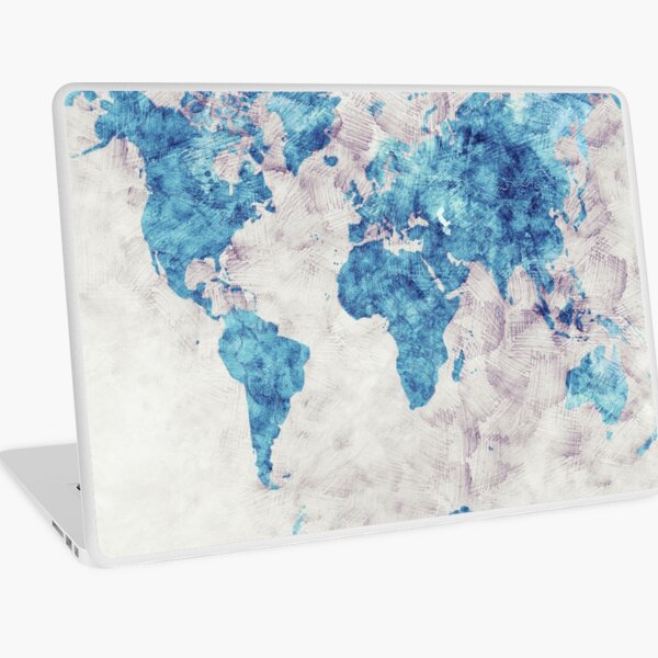 world map 52 blue #map #worldmap Laptop Skin