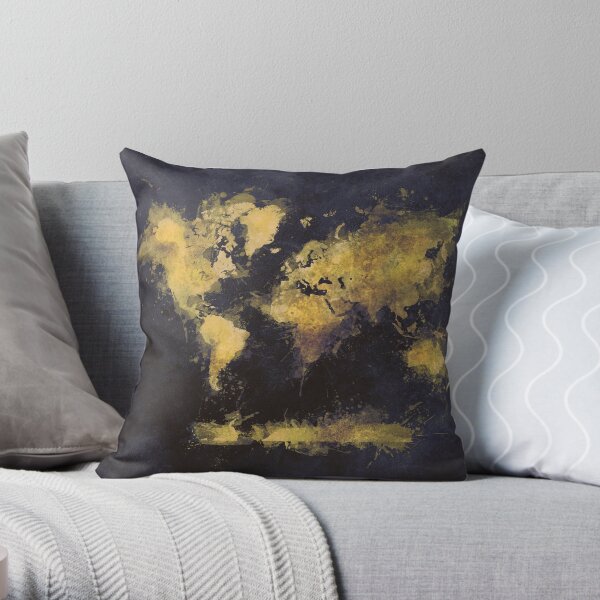 world map 65 yellow #map #worldmap Throw Pillow