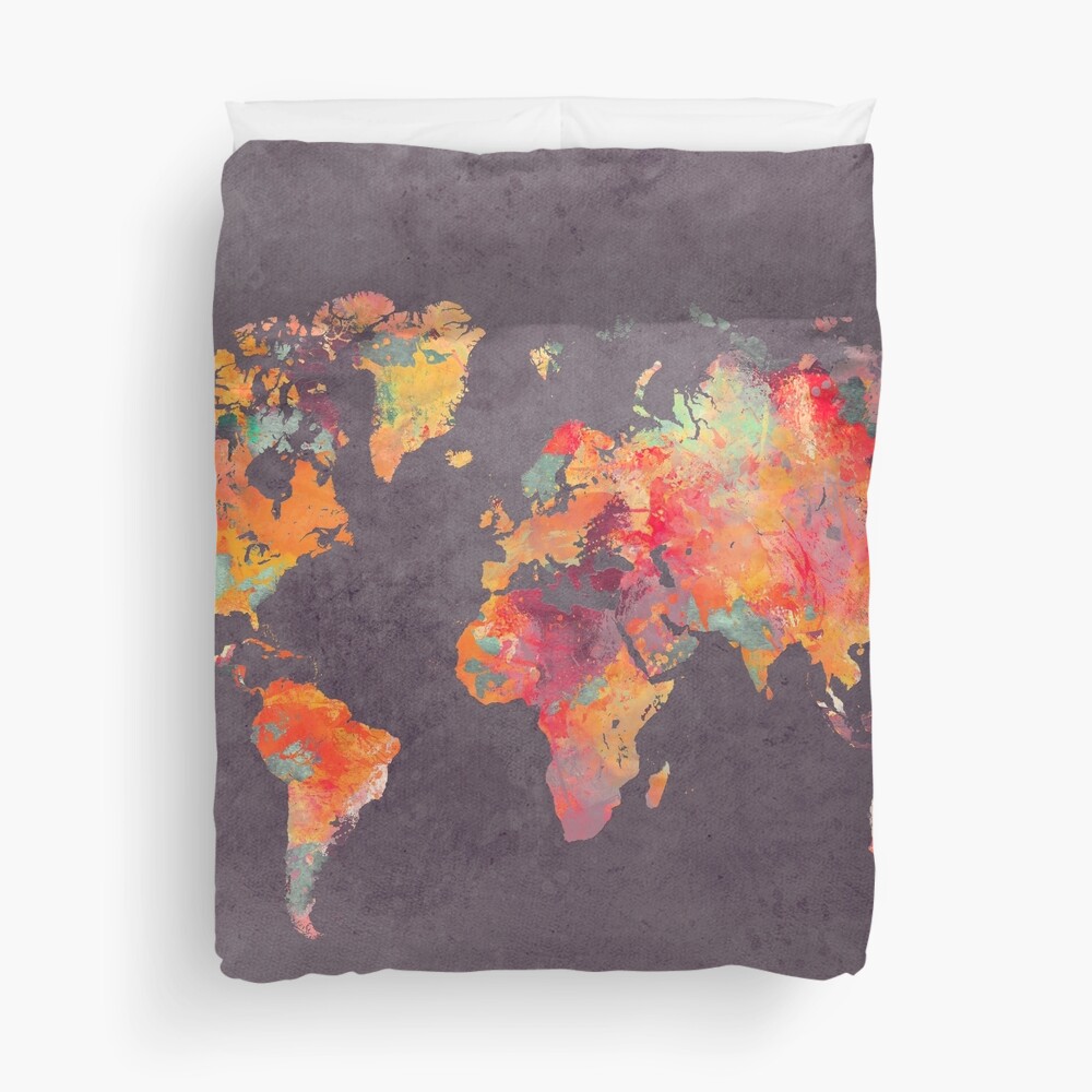 world map 67 #map #worldmap Duvet Cover