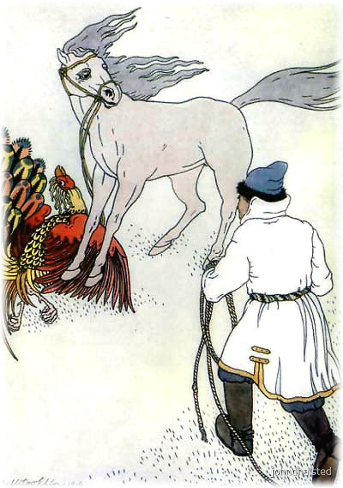 HE STEPPED ON ONE OF ITS FIERY WINGS AND HELD IT FAST - from “Old Peter’s Russian Tales” by johndhalsted