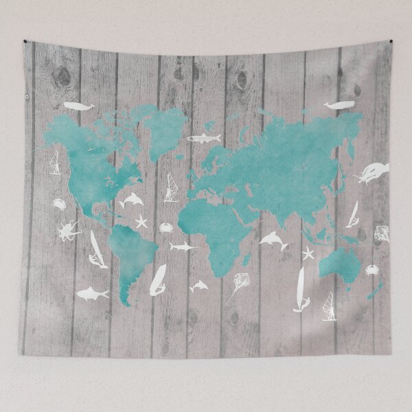 Item preview, world map 100 fish and surf #worldmap #map designed and sold by JBJart.