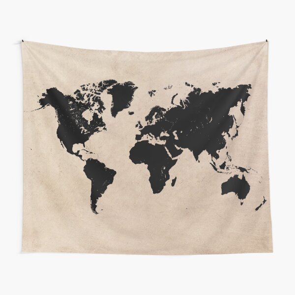 world map 94 black #worldmap #map #world Tapestry