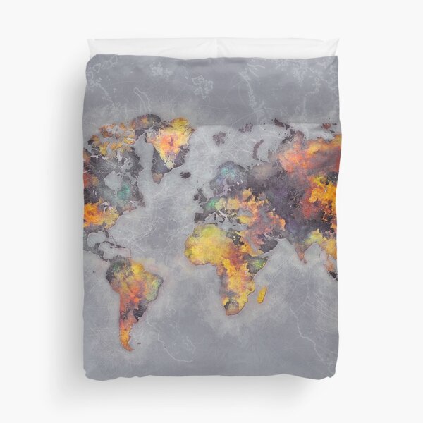world map 111 #worldmap #world #map Duvet Cover