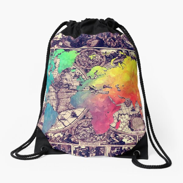 world map 130 #worldmap #map Drawstring Bag