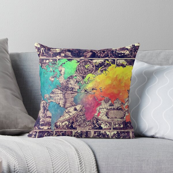 world map 130 #worldmap #map Throw Pillow