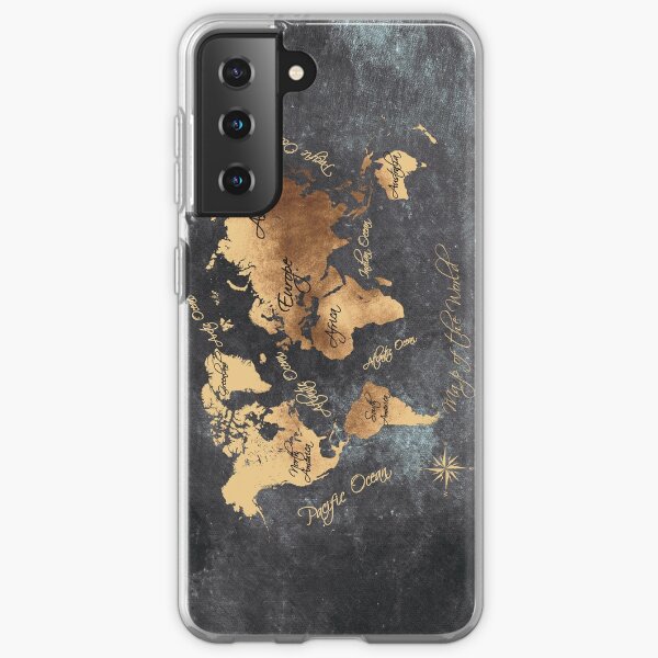 world map 147 gold black #worldmap #map Samsung Galaxy Soft Case