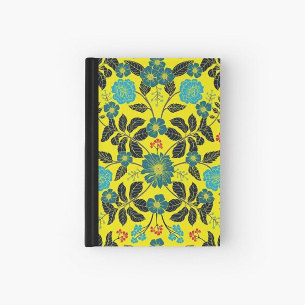 Cuaderno de tapa dura «Turquesa con flores amarillas y strauberries  oscuros» de ninaotaku90 | Redbubble