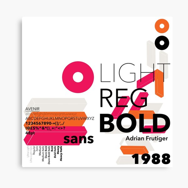Avenir Typeface Font Family Abstract Typography Pattern Graphic Design Canvas Print