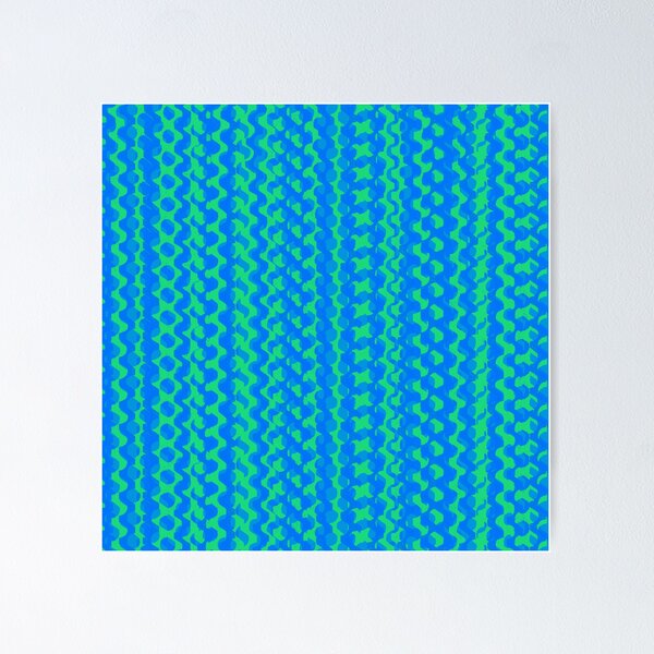 Item preview, bright blue and green horizontal ornamental lines pattern design designed and sold by AgnieszkaArt.