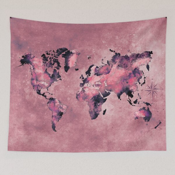 Item preview, world map coral pink #map #world designed and sold by JBJart.