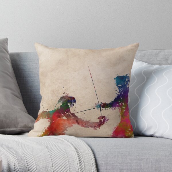 Fencing sport art #fencing Throw Pillow