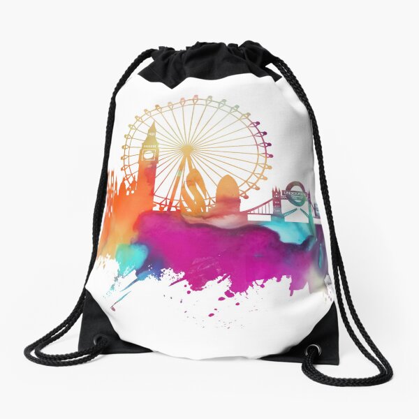 London skyline watercolor Drawstring Bag