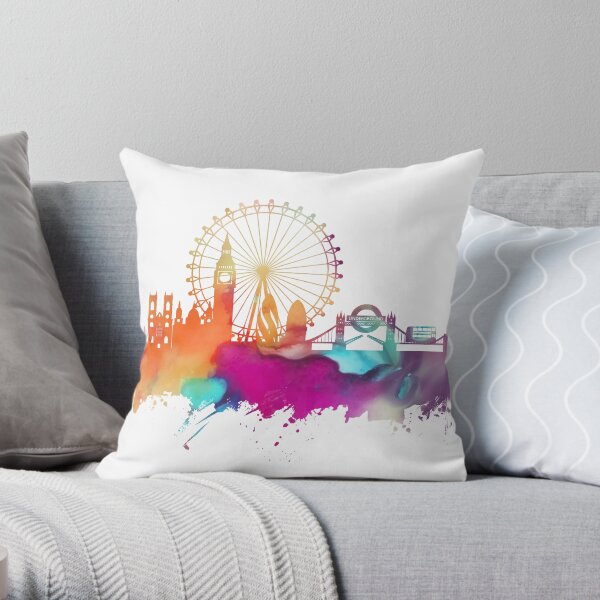 London skyline watercolor Throw Pillow