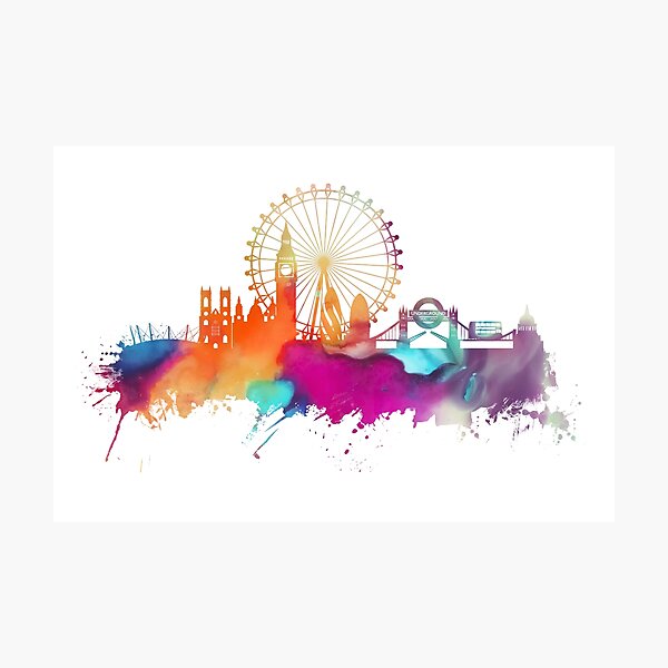 London skyline watercolor Photographic Print