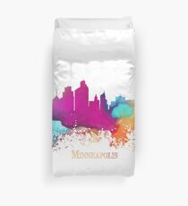 Minneapolis Skyline City watercolor Duvet Cover