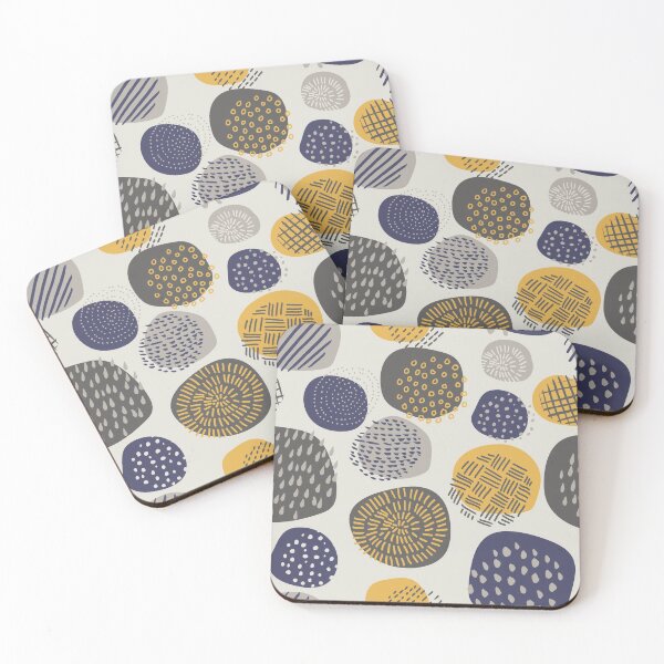 Item preview, Abstract Pattern of Circles in Navy and Mustard designed and sold by latheandquill.