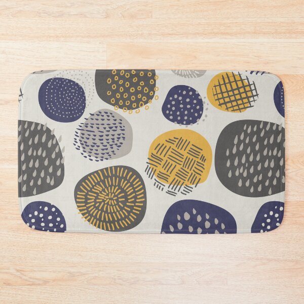 Item preview, Abstract Pattern of Circles in Navy and Mustard designed and sold by latheandquill.
