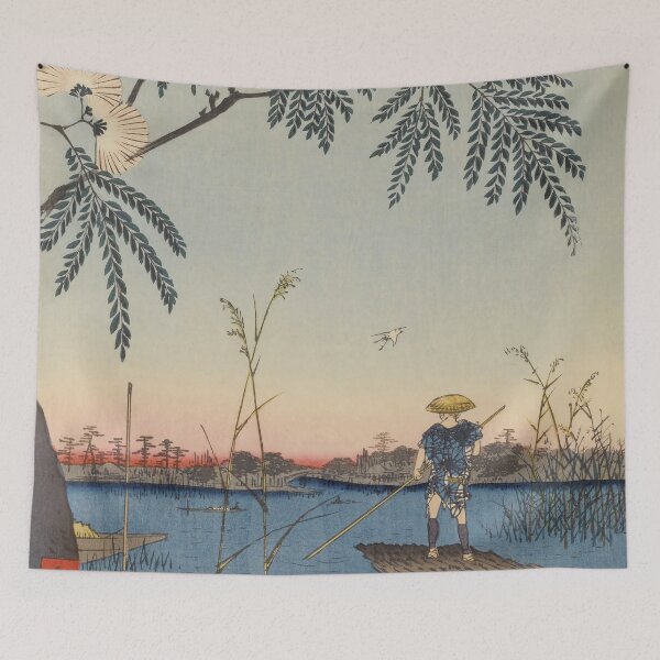 Item preview, Summer Trees Blossoms and River Ukiyo-e Japanese Art designed and sold by VintageArchive.