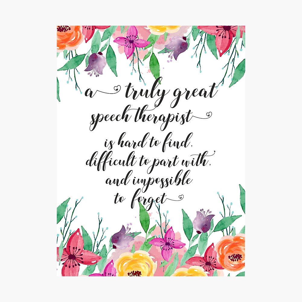 speech therapist farewell gift leaving gift idea quote thank you card metal print by tanabe redbubble