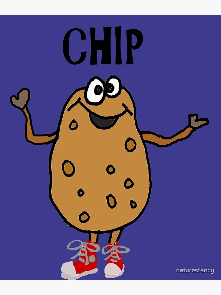 "Funny Potato Named Chip Pun Cartoon" Poster for Sale by naturesfancy