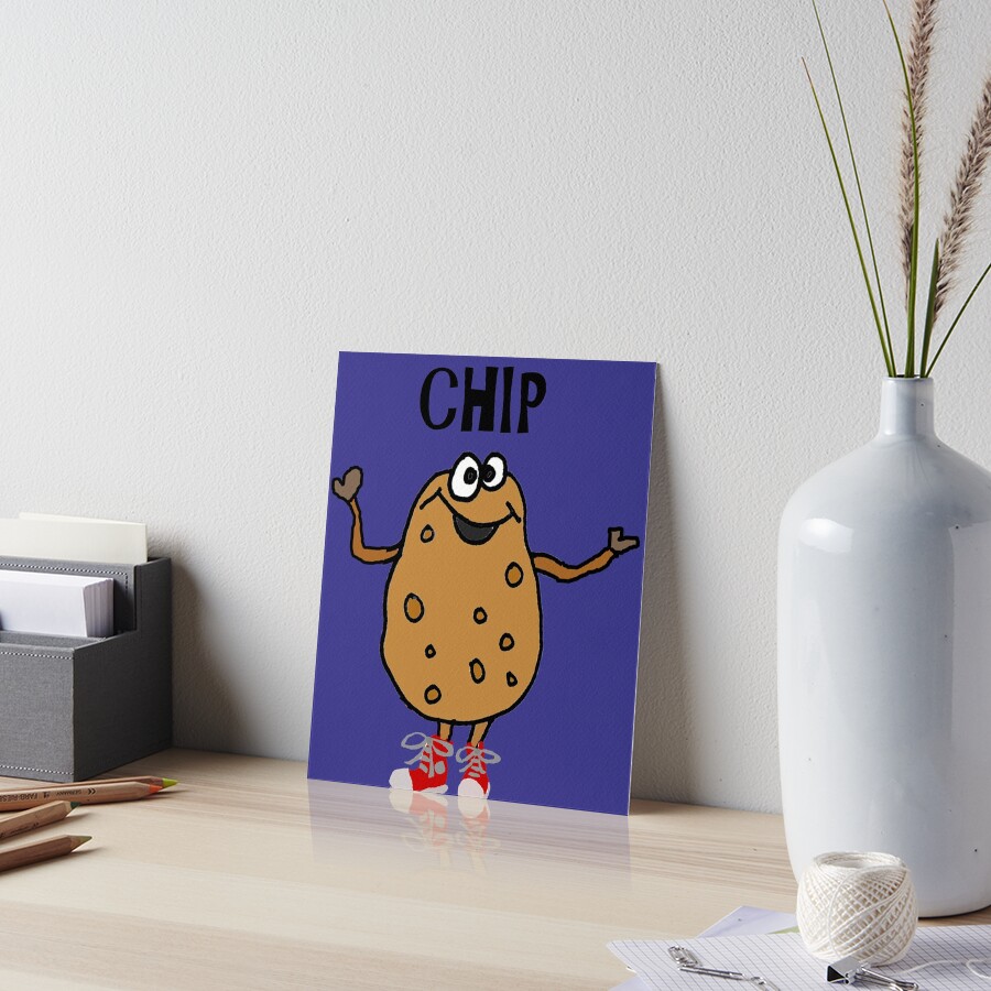 "Funny Potato Named Chip Pun Cartoon" Art Board Print for Sale by