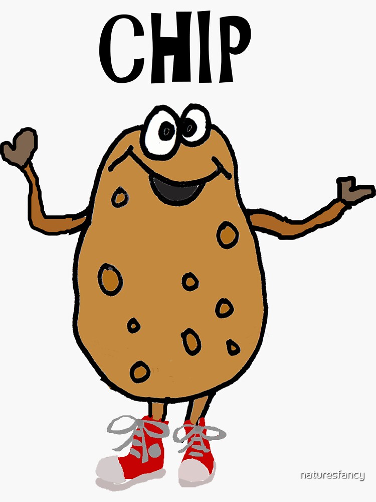 "Funny Potato Named Chip Pun Cartoon" Sticker by naturesfancy Redbubble