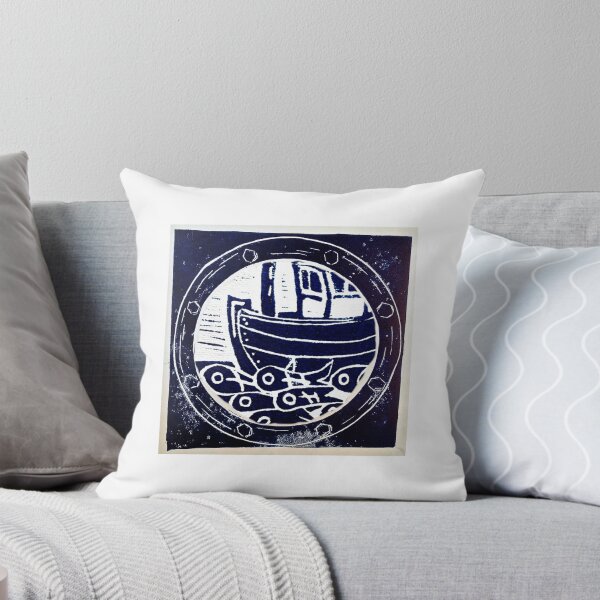 Item preview, Linocut - 'Fish Finder' - Through the PortHole designed and sold by PortholeStudio.