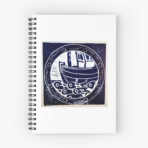 Item preview, Linocut - 'Fish Finder' - Through the PortHole designed and sold by PortholeStudio.