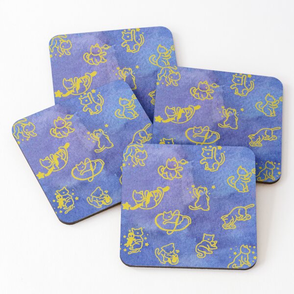 Item preview, Golden Space Cats Play with Stars and Planets designed and sold by ArcaneArtiste.