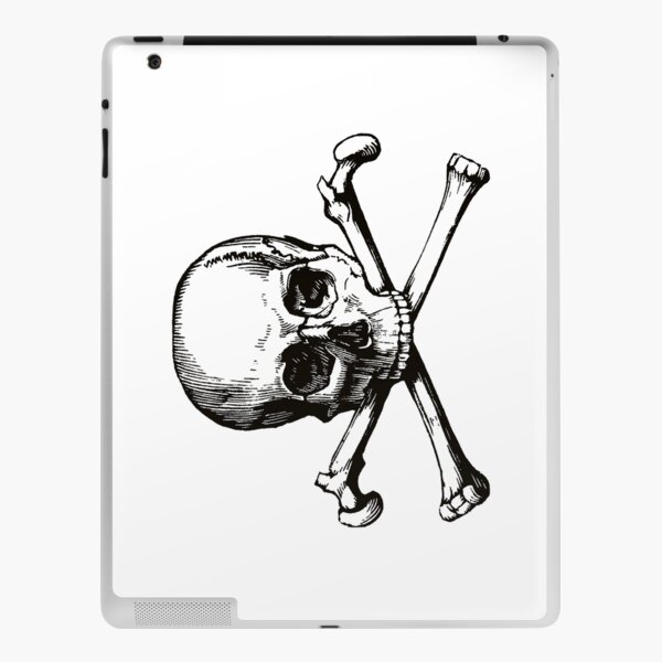 Skull and Crossbones | Jolly Roger | Pirate Flag | Deaths Head | Black and White | Skulls and Skeletons | Vintage Skulls | iPad Skin